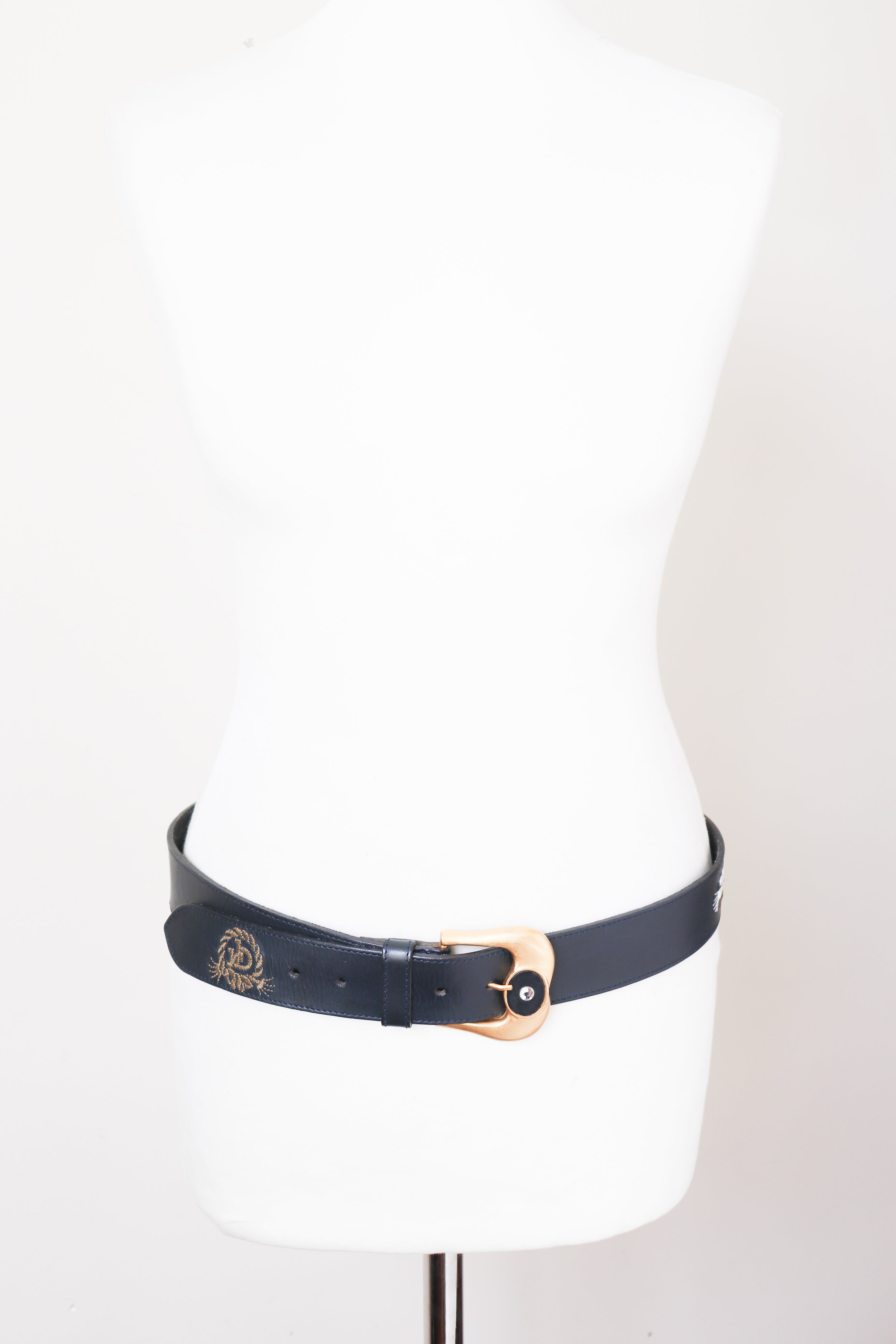 Roccobarocco Leather Vintage Belt - Blue - Nautical - Trompe L'oeil Rope - M / L