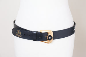 Roccobarocco Leather Vintage Belt -  Blue - Nautical - Trompe L'oeil Rope - M / L