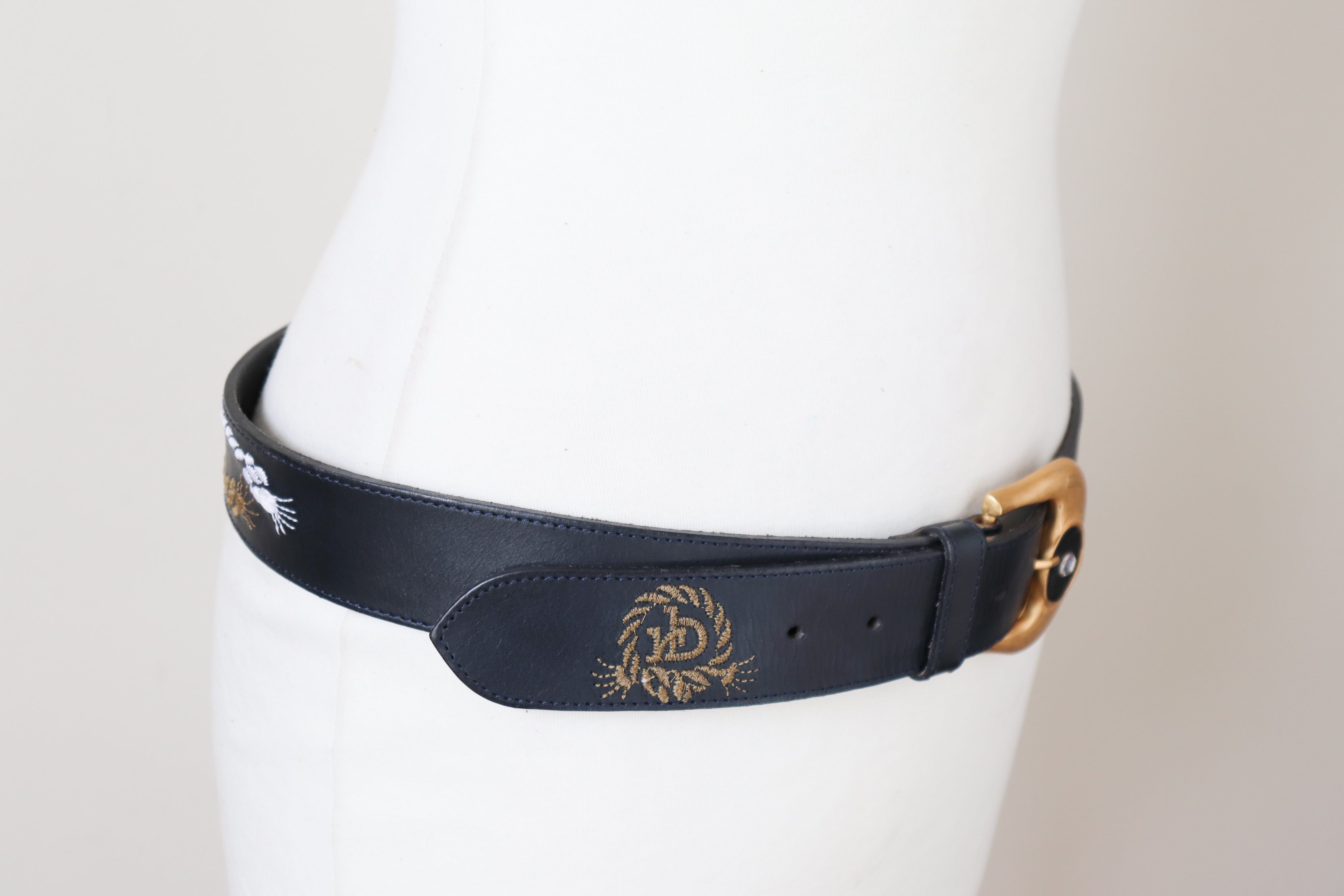 Roccobarocco Leather Vintage Belt - Blue - Nautical - Trompe L'oeil Rope - M / L