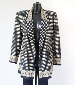 Black / Cream Spotted Blazer Jacket - Punto e Virgola -  44 Fit M / UK 12