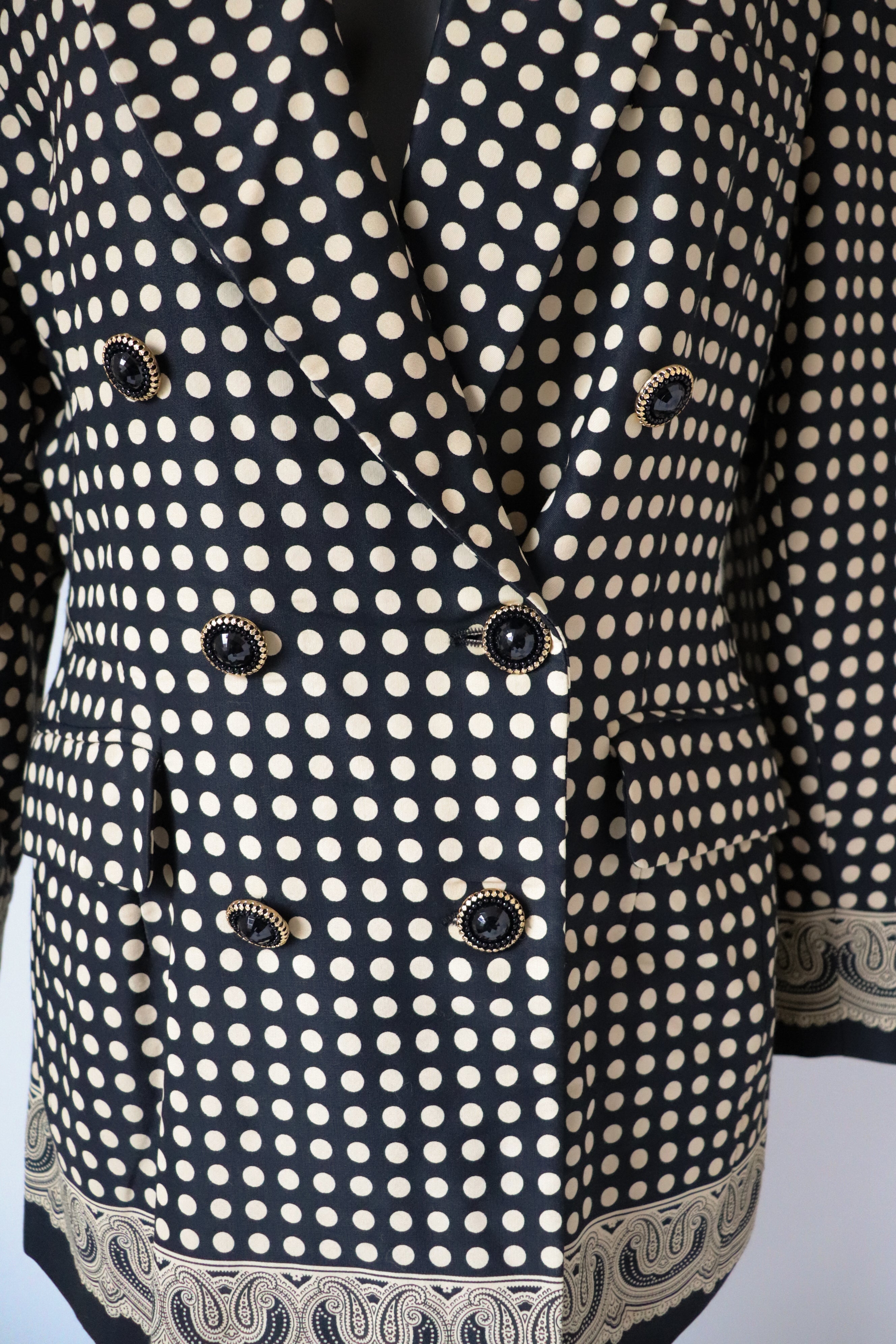 Black / Cream Spotted Blazer Jacket - Punto e Virgola -  44 Fit M / UK 12