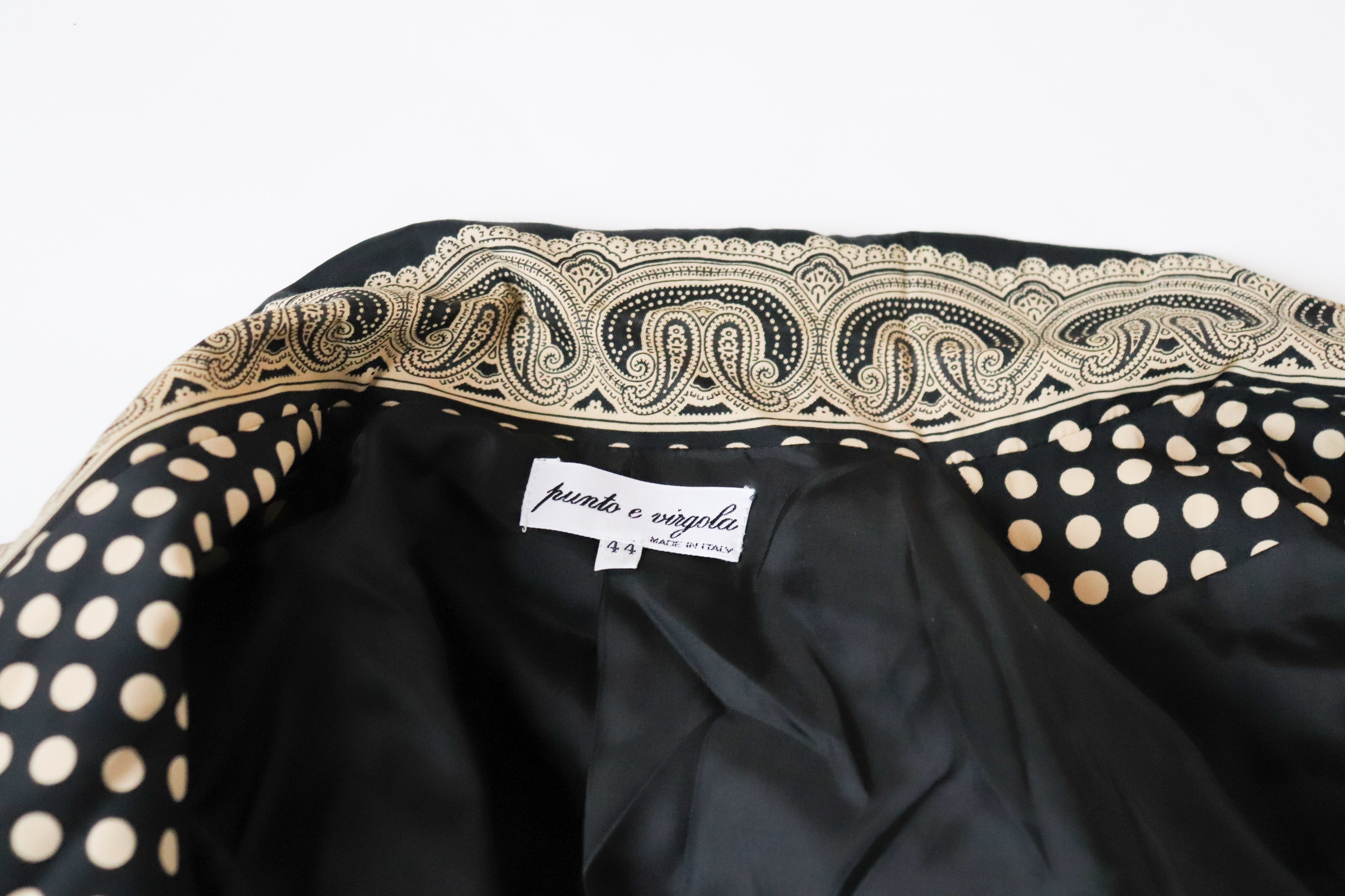 Black / Cream Spotted Blazer Jacket - Punto e Virgola -  44 Fit M / UK 12