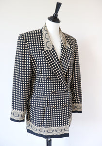 Black / Cream Spotted Blazer Jacket - Punto e Virgola -  44 Fit M / UK 12