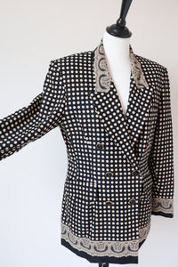 Black / Cream Spotted Blazer Jacket - Punto e Virgola -  44 Fit M / UK 12