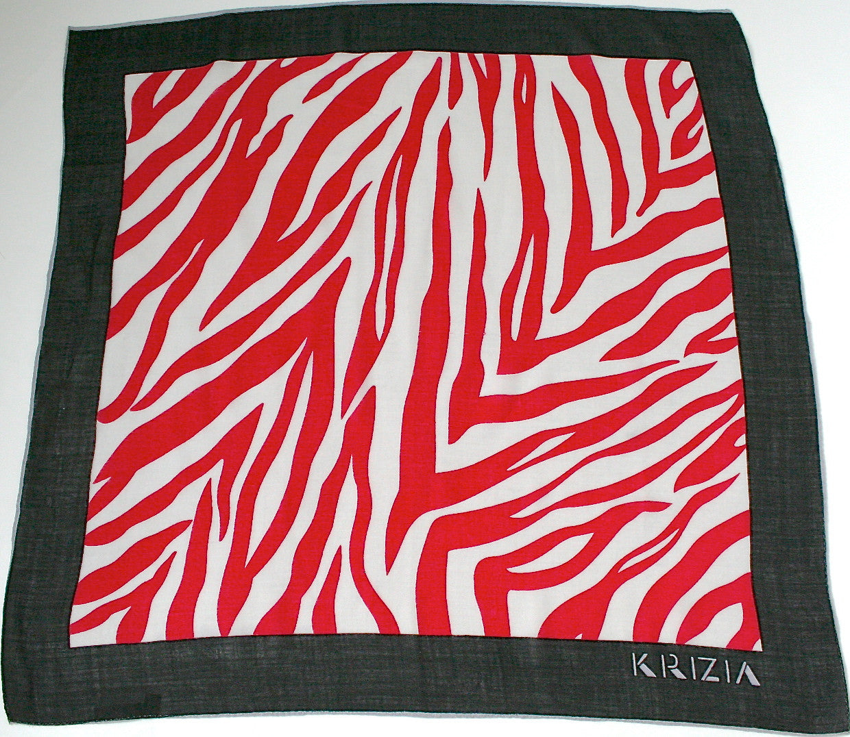 Krizia wool zebra print red /black vintage scarf 