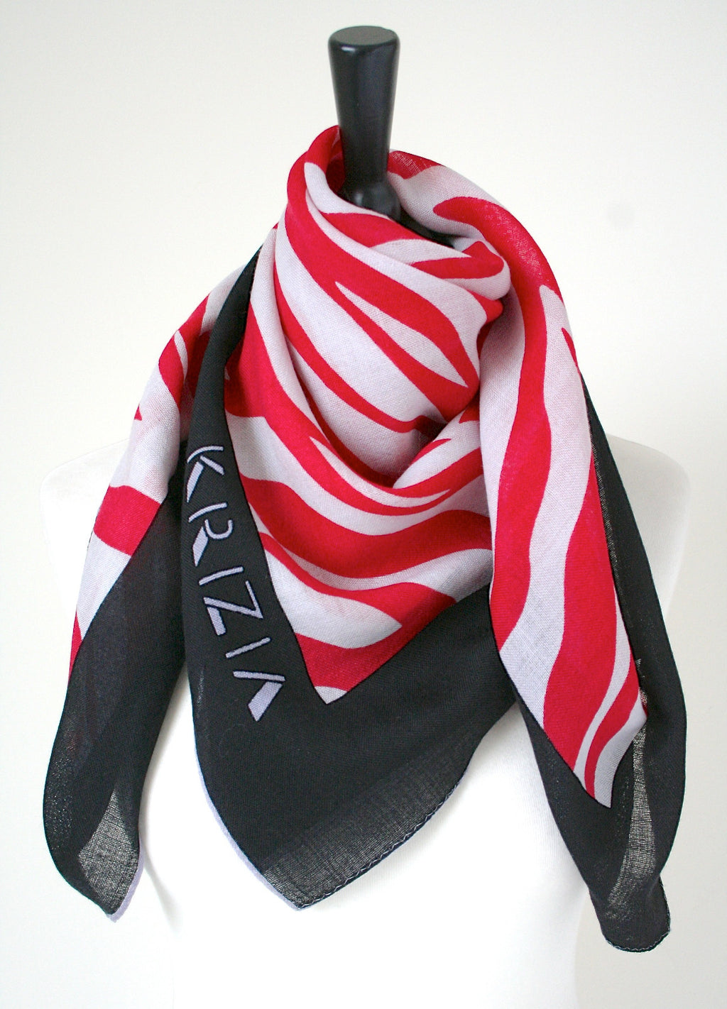Krizia wool zebra print red /black vintage scarf 