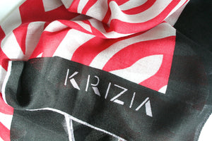 Krizia wool zebra print red black vintage scarf - Large