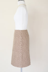 Prada Straight Skirt - Cream / Brown Spotted Cotton - 40 - Fit  XS / S - UK 8 / 10