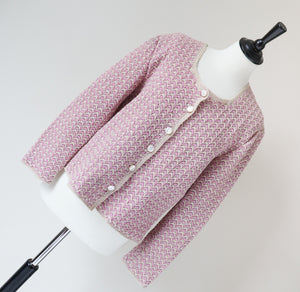 Vintage Cardigan / Knitted Jacket - Handmade Sparkly Silver / Pink - M/ L - UK 12 / 14