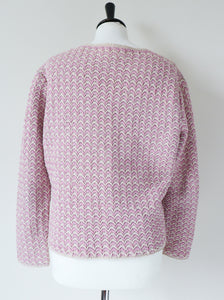 Vintage Cardigan / Knitted Jacket - Handmade Sparkly Silver / Pink -  M/ L -  UK 12 / 14