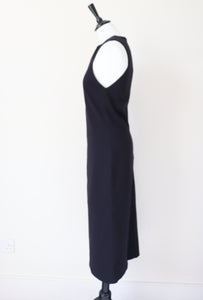 The Row Black Dress - Midi Sleeveless Sheath Body Con LBD - Label L - Fit S / UK 10