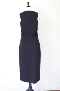The Row Black Dress - Midi Sleeveless Sheath Body Con LBD - Label L - Fit S / UK 10