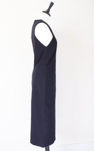 The Row Black Dress - Midi Sleeveless Sheath Body Con LBD - Label L - Fit S / UK 10