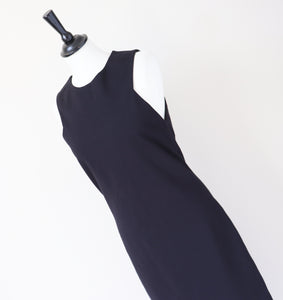 The Row Black Dress - Midi Sleeveless Sheath Body Con LBD - Label L - Fit S / UK 10