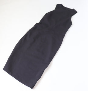 The Row Black Dress - Midi Sleeveless Sheath Body Con LBD - Label L - Fit S / UK 10