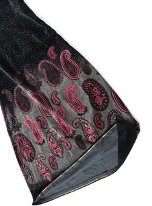 Maxi Dress - Strappy Black Velvet - 1970s Vintage - Paisley Hem - S / UK 10