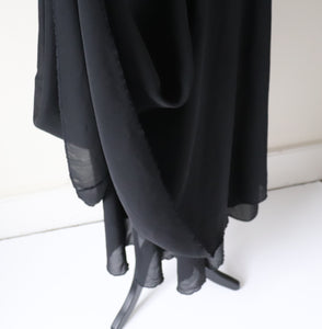 Strappy Black / Silver Evening Dress - Long / Maxi - 1980s - Empire Waist - M / UK 12