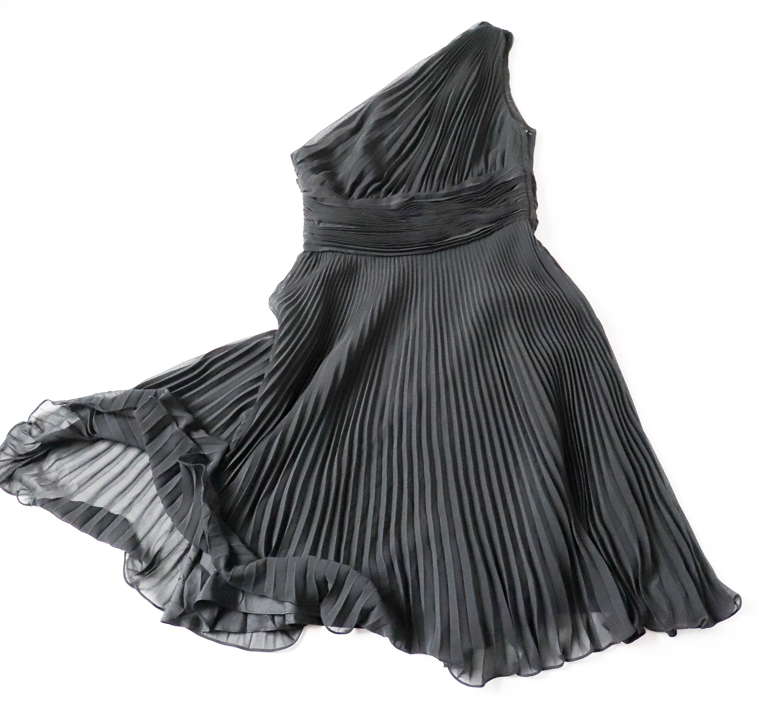 One Shoulder Black Dress - Party LBD - Maggie London Petites - XXS / UK 6 /8