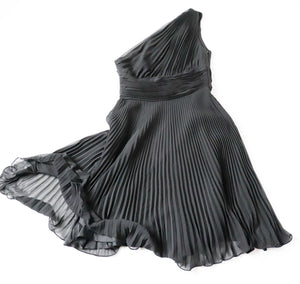 One Shoulder Black Dress - Party LBD - Maggie London Petites - XXS / UK 6 /8
