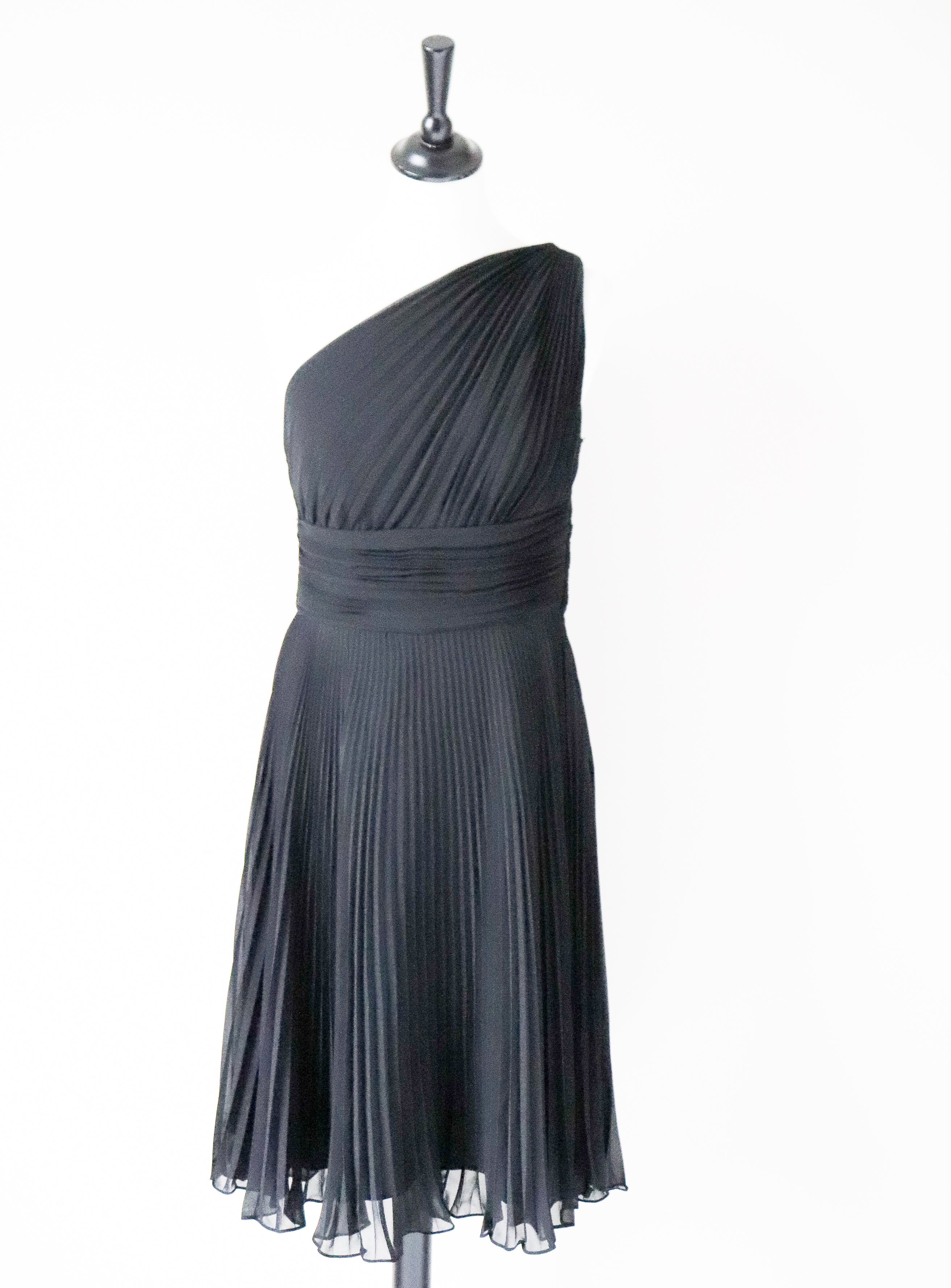 One Shoulder Black Dress - Party LBD - Maggie London Petites - XXS / UK 6 /8