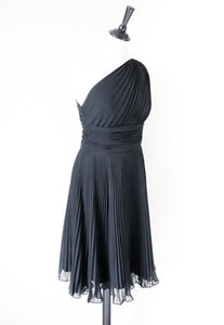 One Shoulder Black Dress - Party LBD - Maggie London Petites - XXS / UK 6 /8