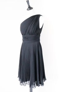 One Shoulder Black Dress - Party LBD - Maggie London Petites - XXS / UK 6 /8