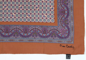 Pierre Cardin Silk Scarf  - Butterflies and Paisley - Brown / Pink - LARGE