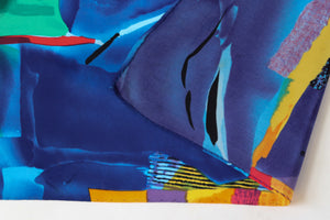 Pellegrino Vintage Silk Scarf  - Surreal Art Print / Parrot - Blue - Large