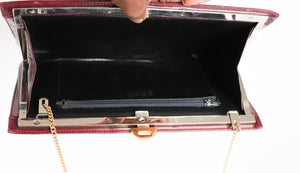 Burgundy Leather 2 way Clutch Bag / Shoulder Bag - 1980s Vintage - Small