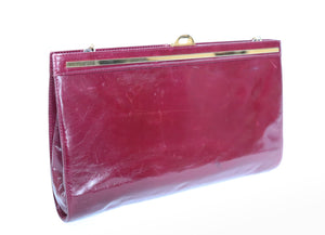 Burgundy Leather 2 way Clutch Bag / Shoulder Bag - 1980s Vintage - Small