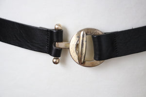 Laura Ashley Vintage Leather  Belt -  Wide - Black - Small / Medium