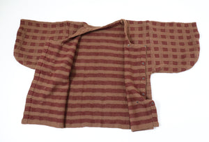 Vintage Kimono Cardigan - Hand Knitted Brown Wool - L / XL - UK 14 / 16