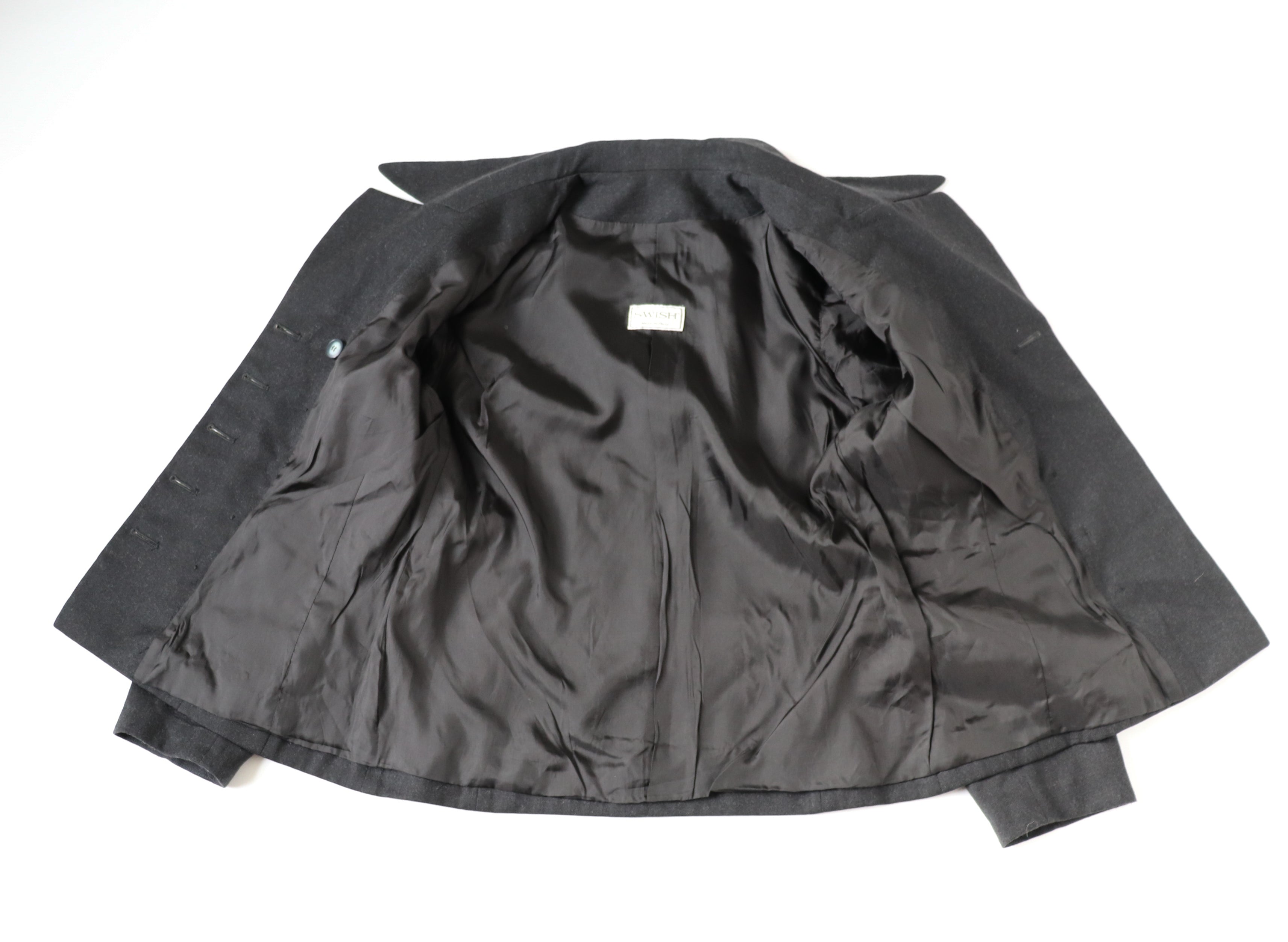Double Breasted Grey Wool  Jacket - SWISH - S / UK 10