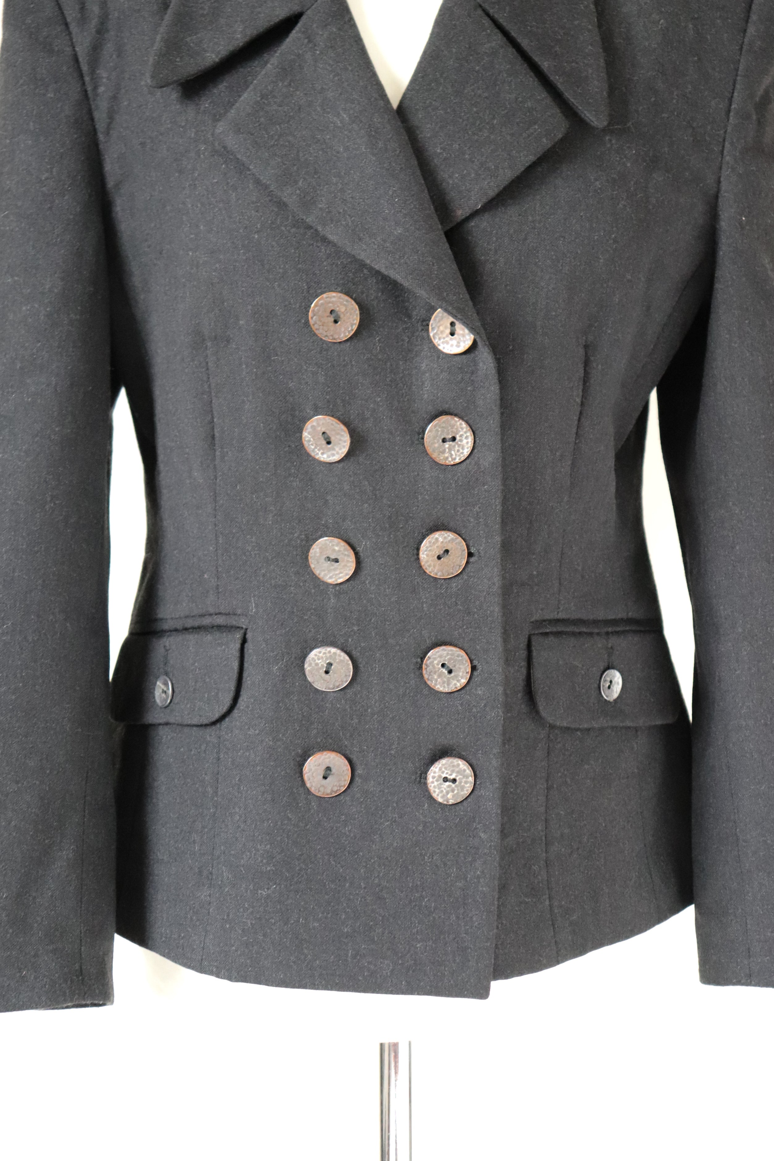 Double Breasted Grey Wool  Jacket - SWISH - S / UK 10