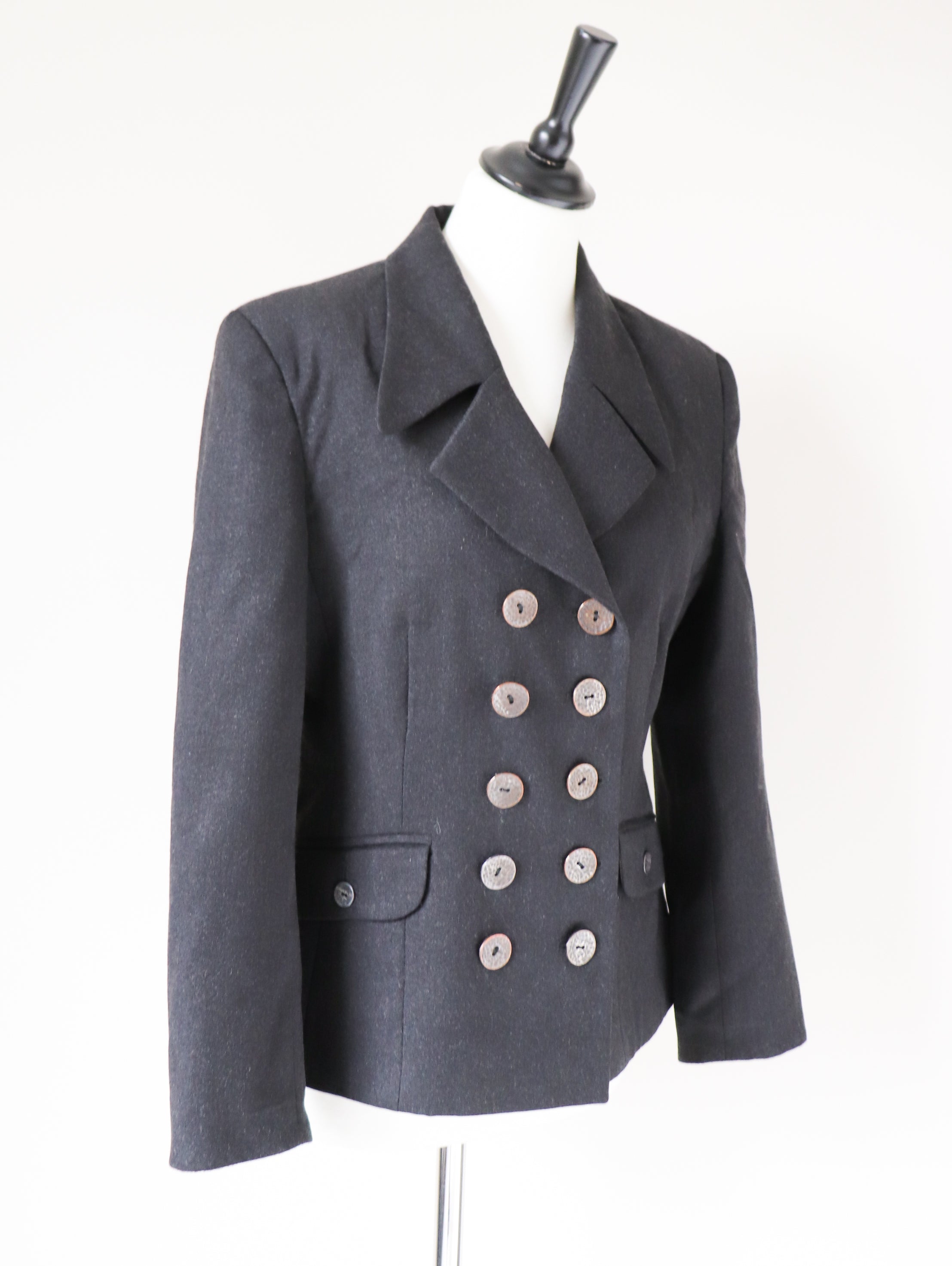 Double Breasted Grey Wool  Jacket - SWISH - S / UK 10
