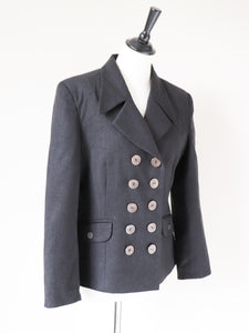 Double Breasted Grey Wool  Jacket - SWISH - S / UK 10
