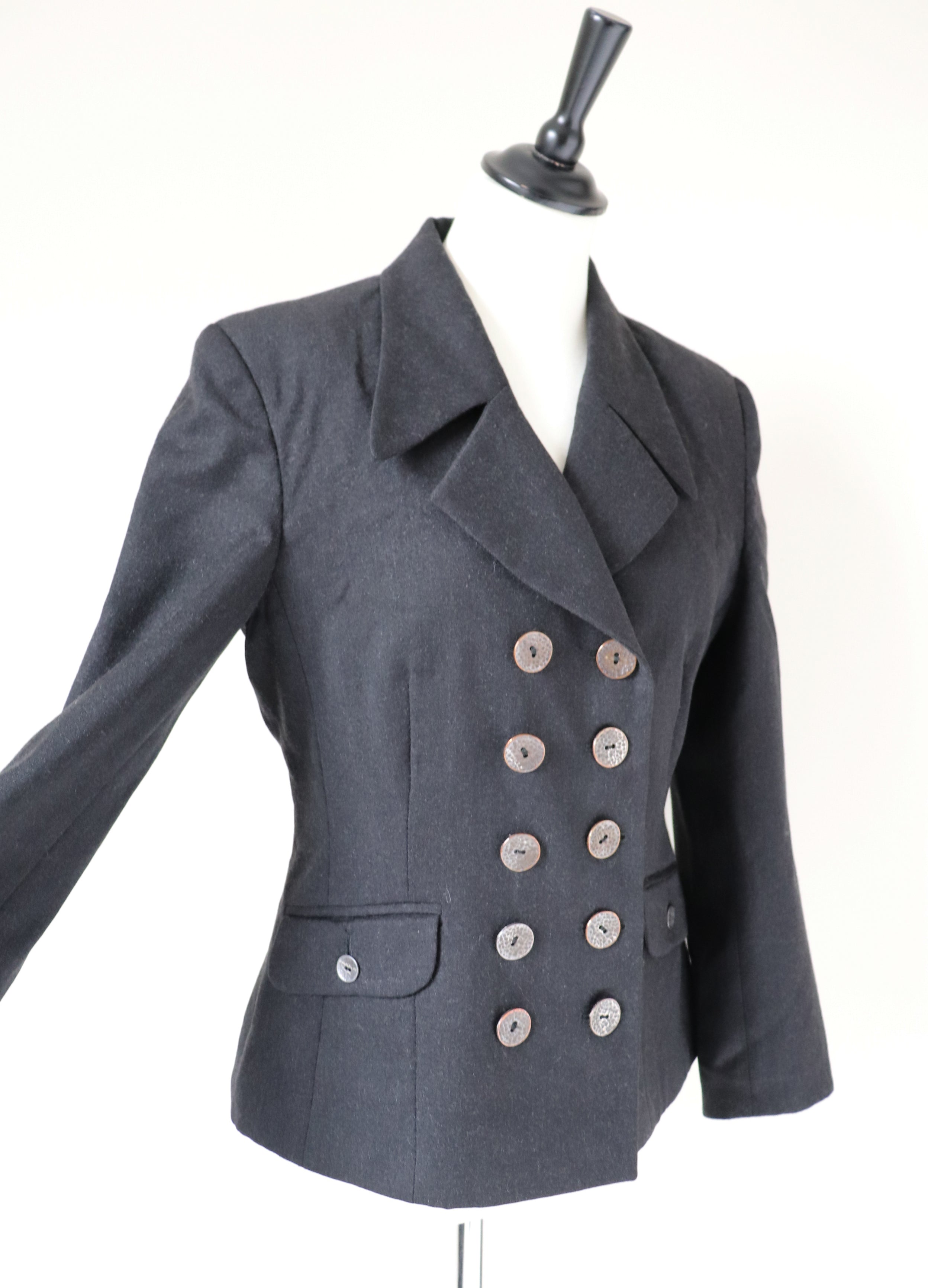 Double Breasted Grey Wool  Jacket - SWISH - S / UK 10