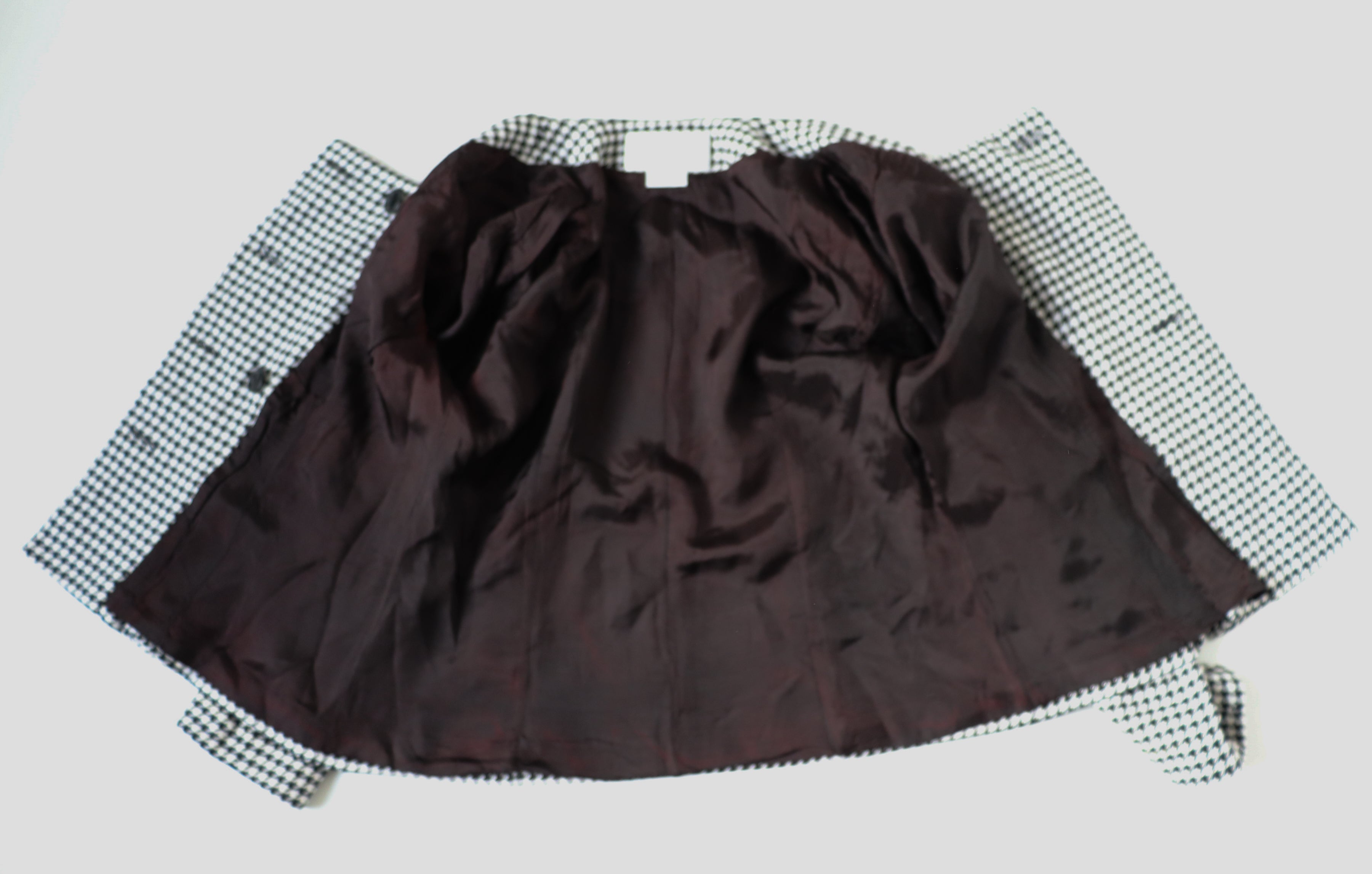 Michelle Stuart Collarless Houndstooth Jacket - Black / White - Vintage - M / UK 12