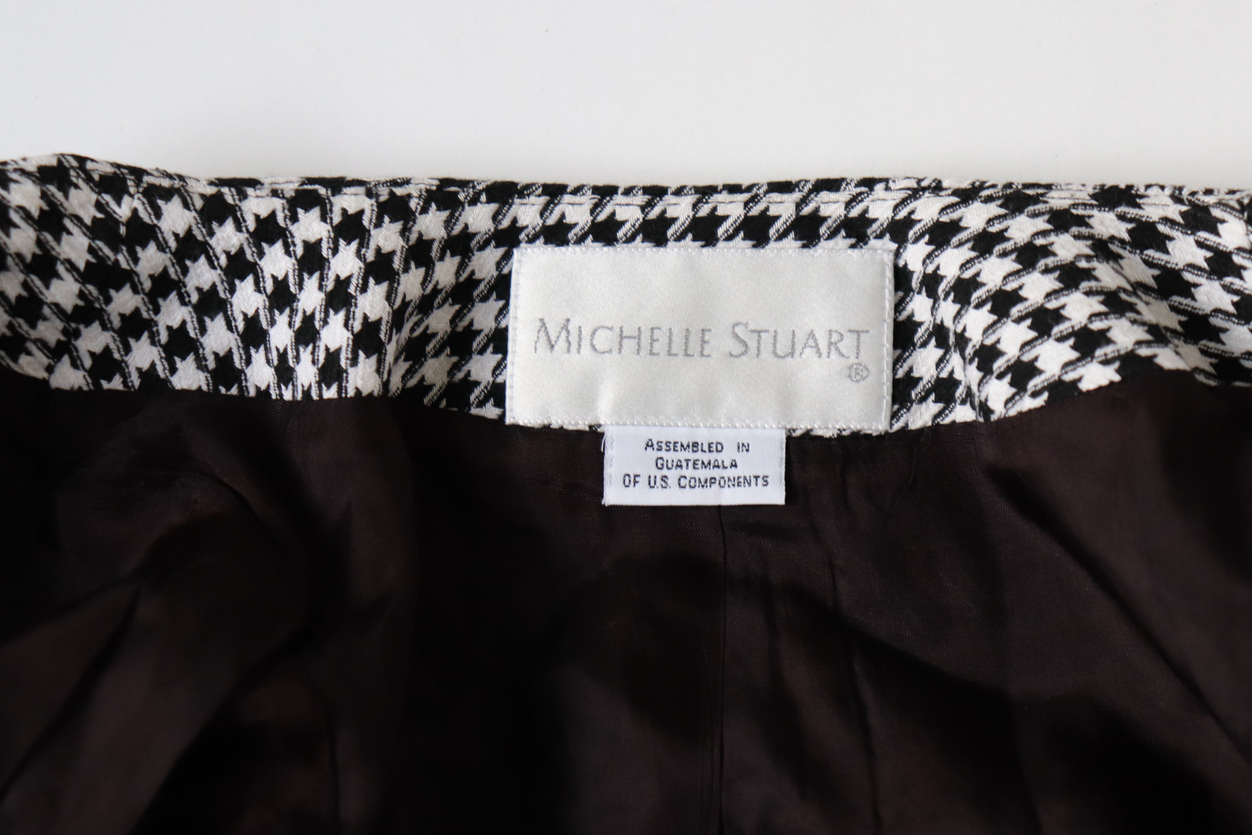 Michelle Stuart Collarless Houndstooth Jacket - Black / White - Vintage - M / UK 12
