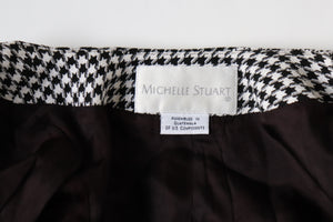 Michelle Stuart Collarless Houndstooth Jacket - Black / White - Vintage - M / UK 12