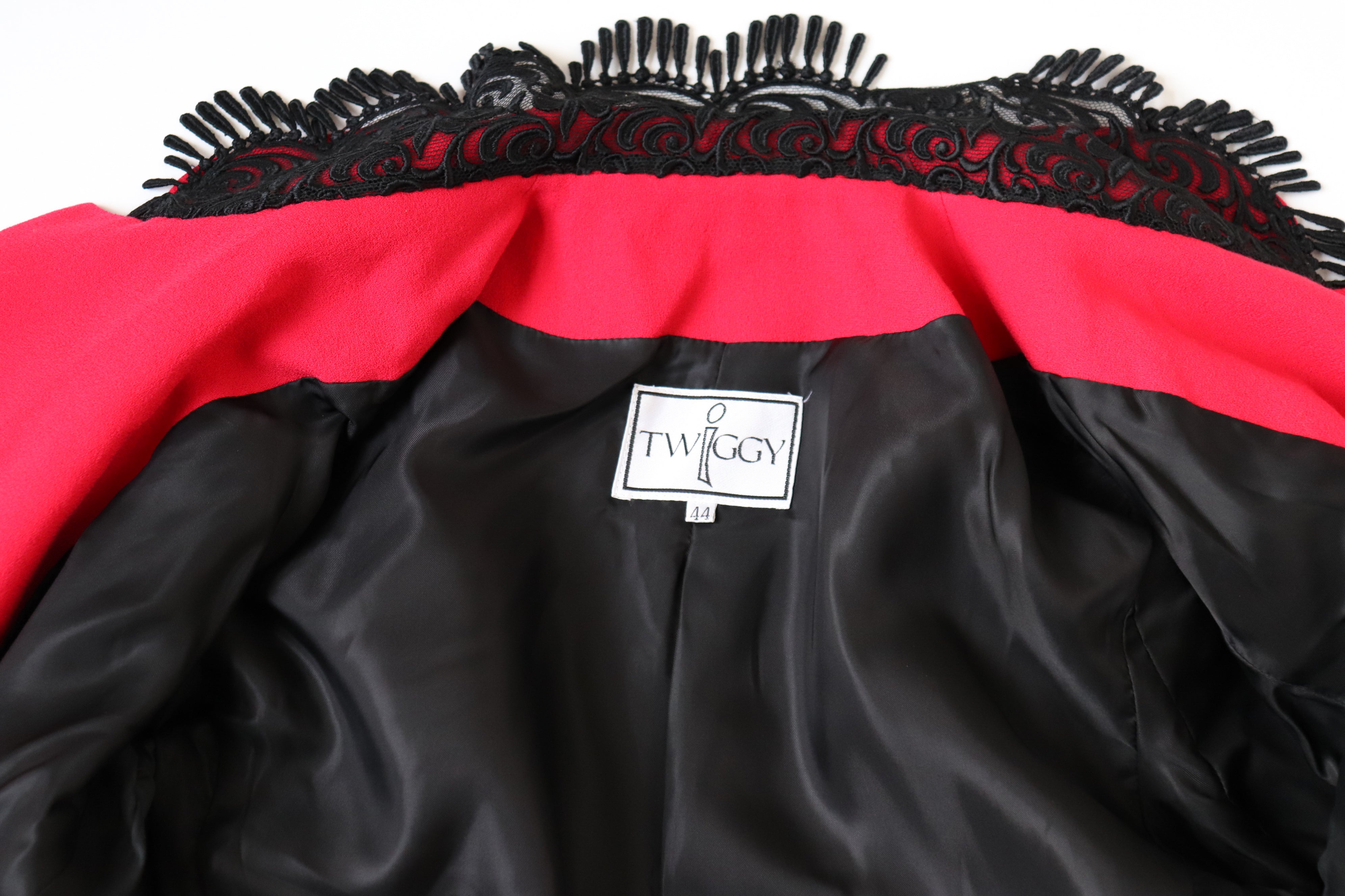 Red 1990s Fitted Jacket - Red Crepe - Vintage - M / UK 12