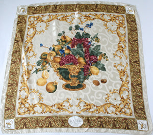 Basile - Pedestal fruit bowl vintage silk scarf