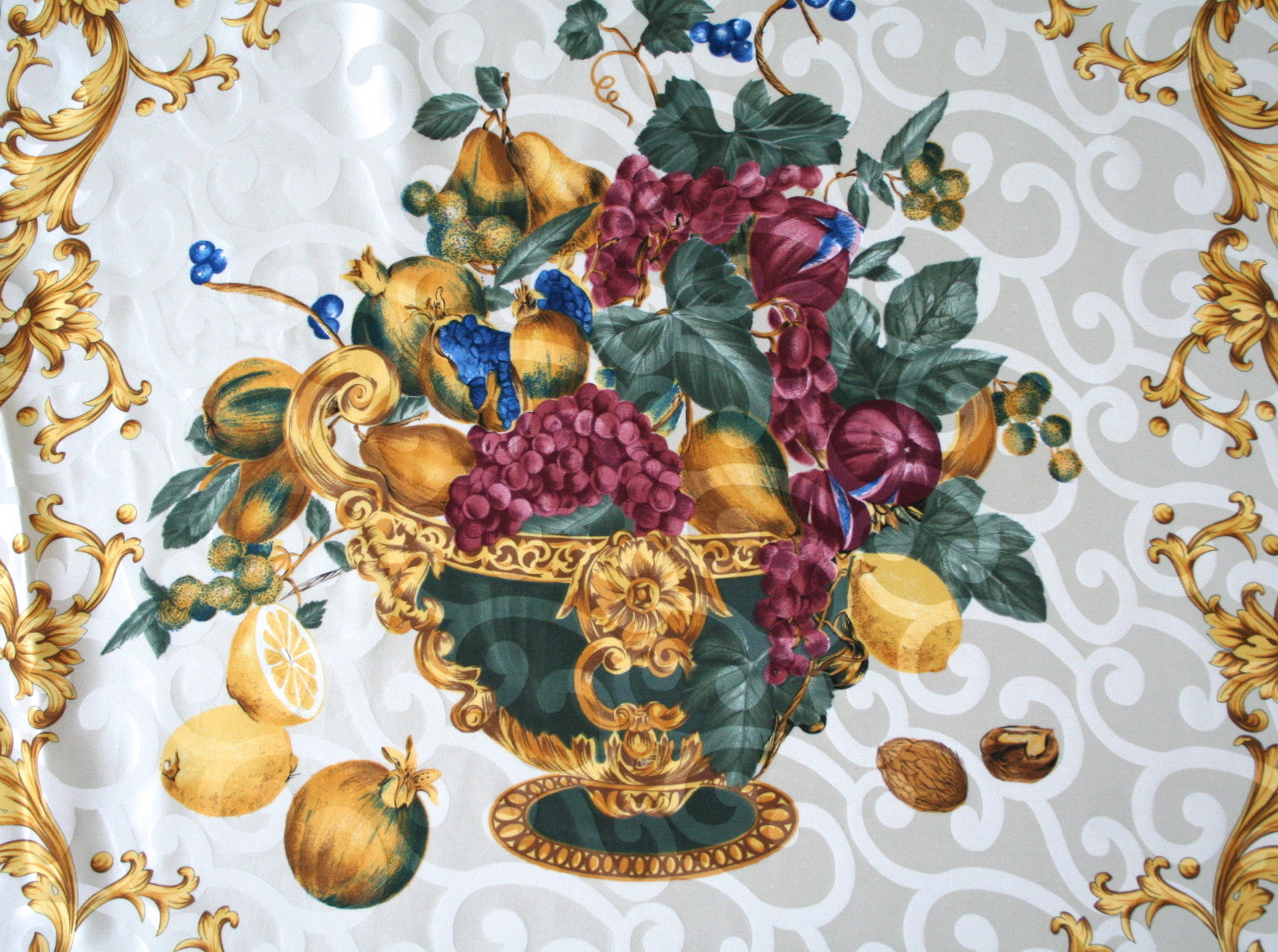 Basile - Pedestal fruit bowl vintage silk scarf