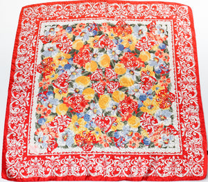 Egon von Furstenberg Silk Scarf - Red  Floral  - LARGE