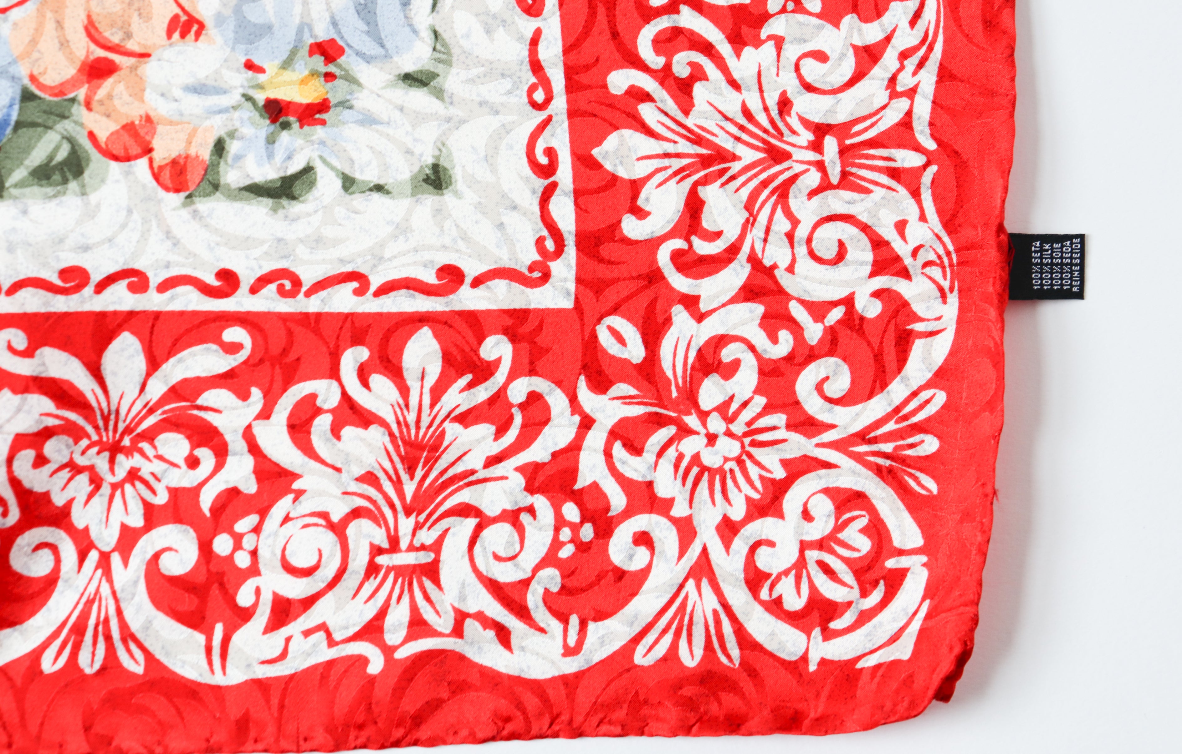 Egon von Furstenberg Silk Scarf - Red  Floral  - LARGE