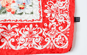 Egon von Furstenberg Silk Scarf - Red  Floral  - LARGE