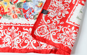 Egon von Furstenberg Silk Scarf - Red  Floral   -  LARGE