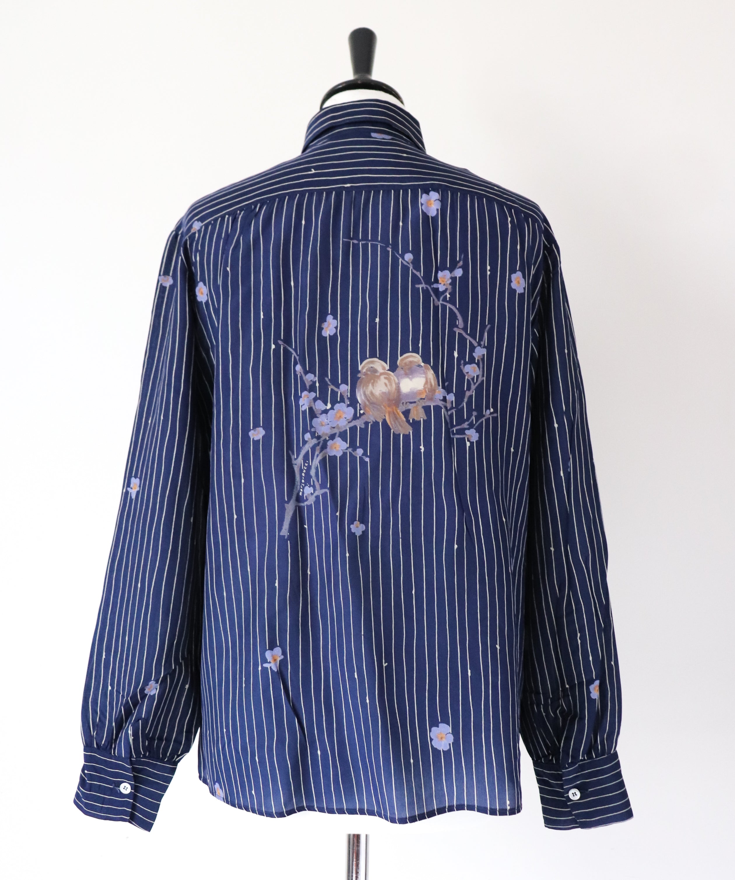 Vintage 1980s Striped Shirt - Blue Long Sleeves - Ebe / Mario Ducc  - M / UK 12
