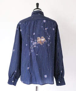 Vintage 1980s Striped Shirt - Blue Long Sleeves - Ebe / Mario Ducc  - M / UK 12