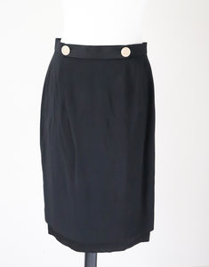 Elegance Black Straight Skirt - Vintage 1990s - Fit UK 10 / S